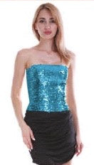 Adult Sequin Bandeau Tube Top(Blue)-ONE SIZE